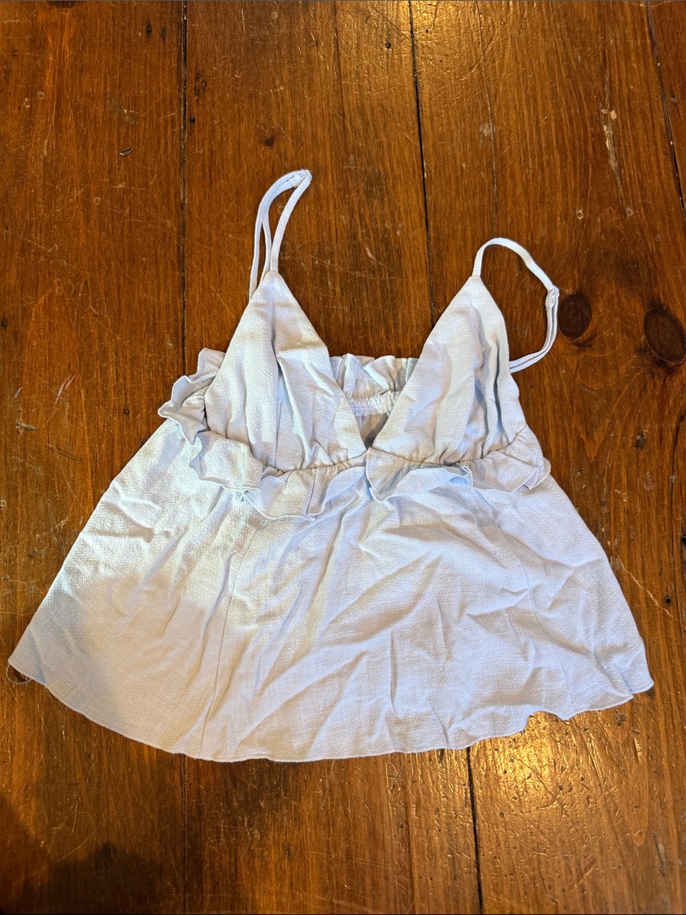 GARAGE Light Blue Spaghetti Strap Ruffle Cami Top